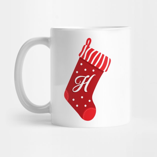 Christmas Stocking with the Letter H by VicEllisArt